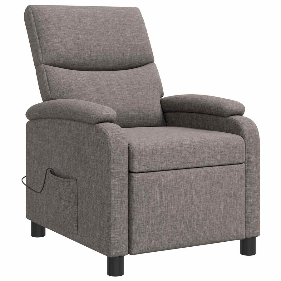 Massage Recliner Taupe Stof