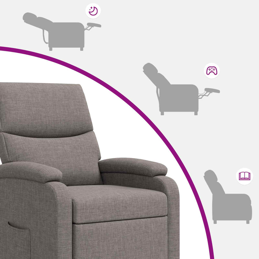 Massage Recliner Taupe Stof