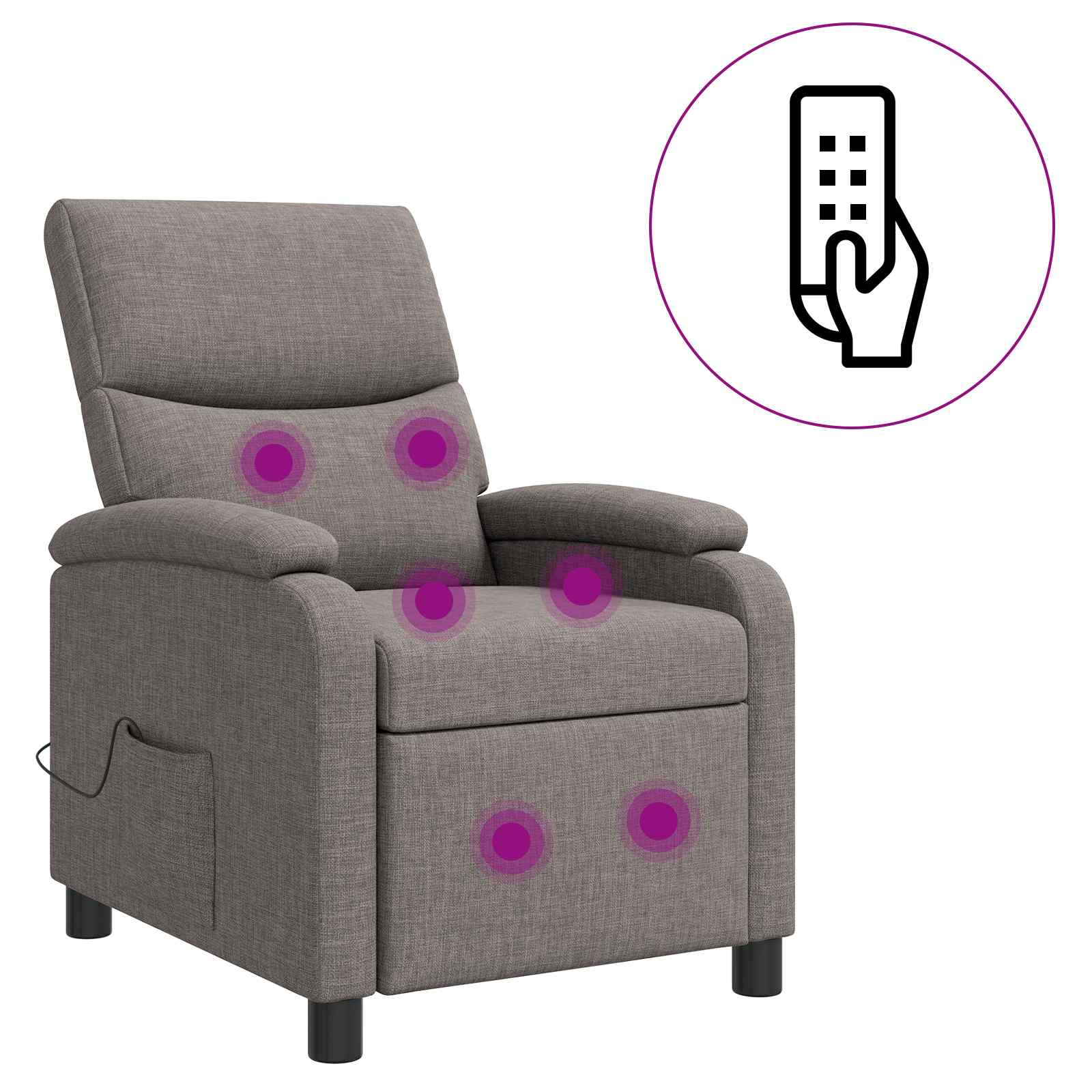 Massage Recliner Taupe Stof