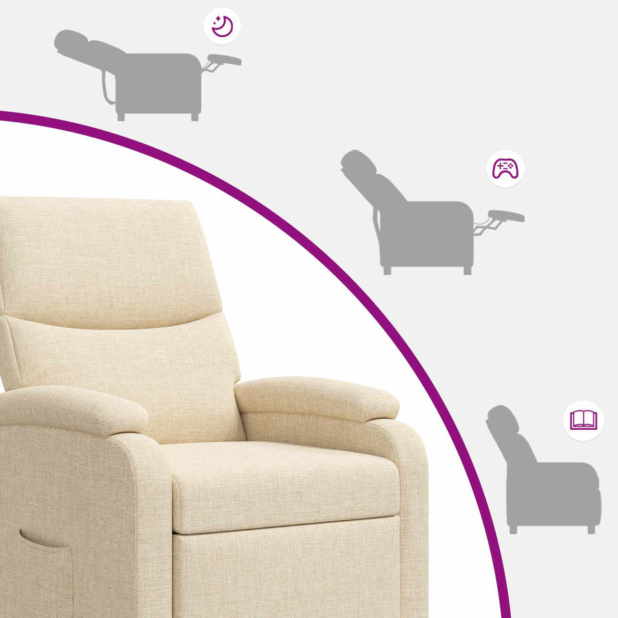 Massage Recliner Crèmekleurig Stof