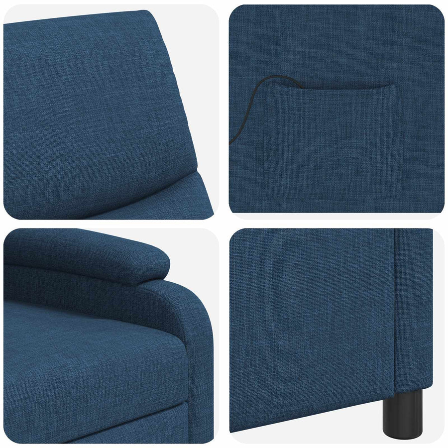 Massage Recliner Blauw Stof