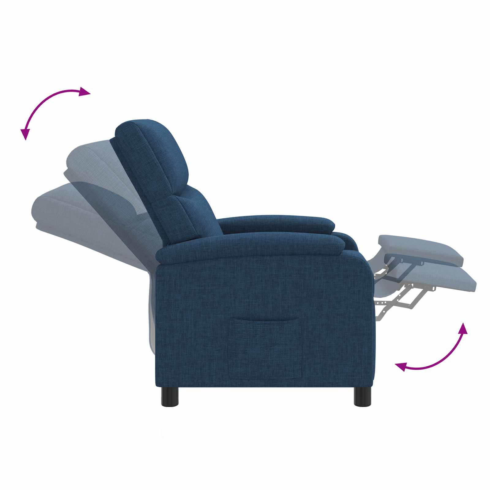 Massage Recliner Blauw Stof