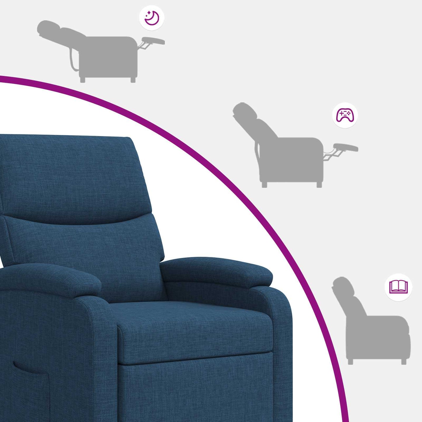 Massage Recliner Blauw Stof