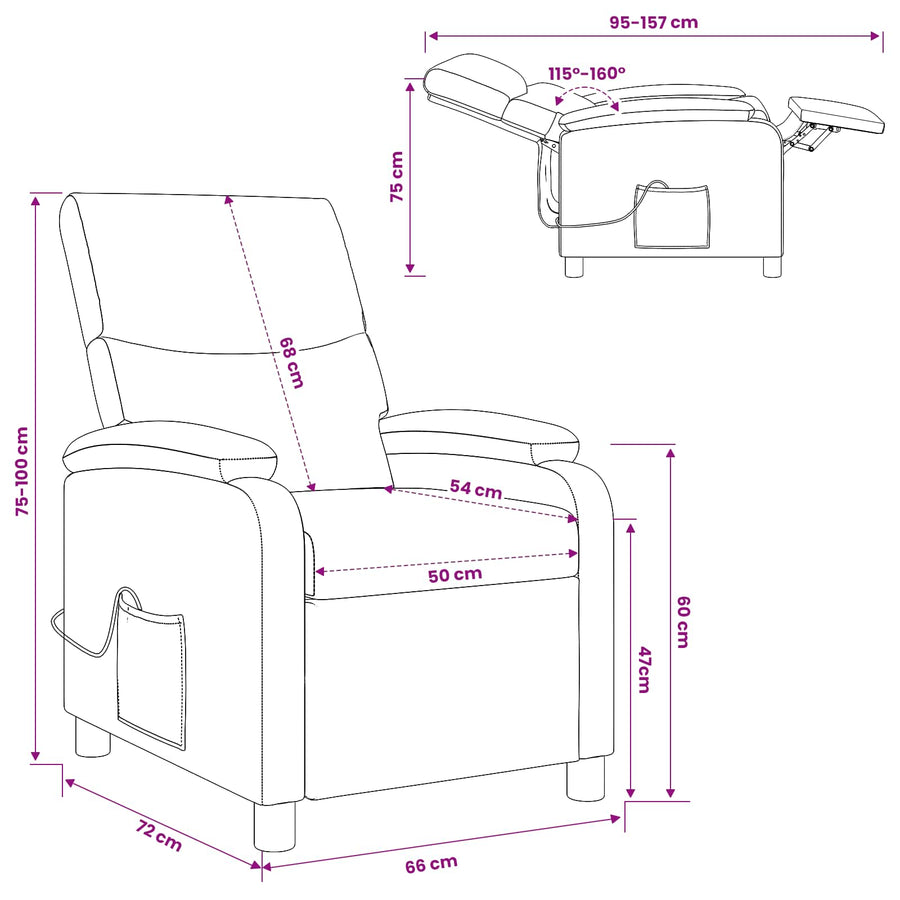Massage Recliner Blauw Stof