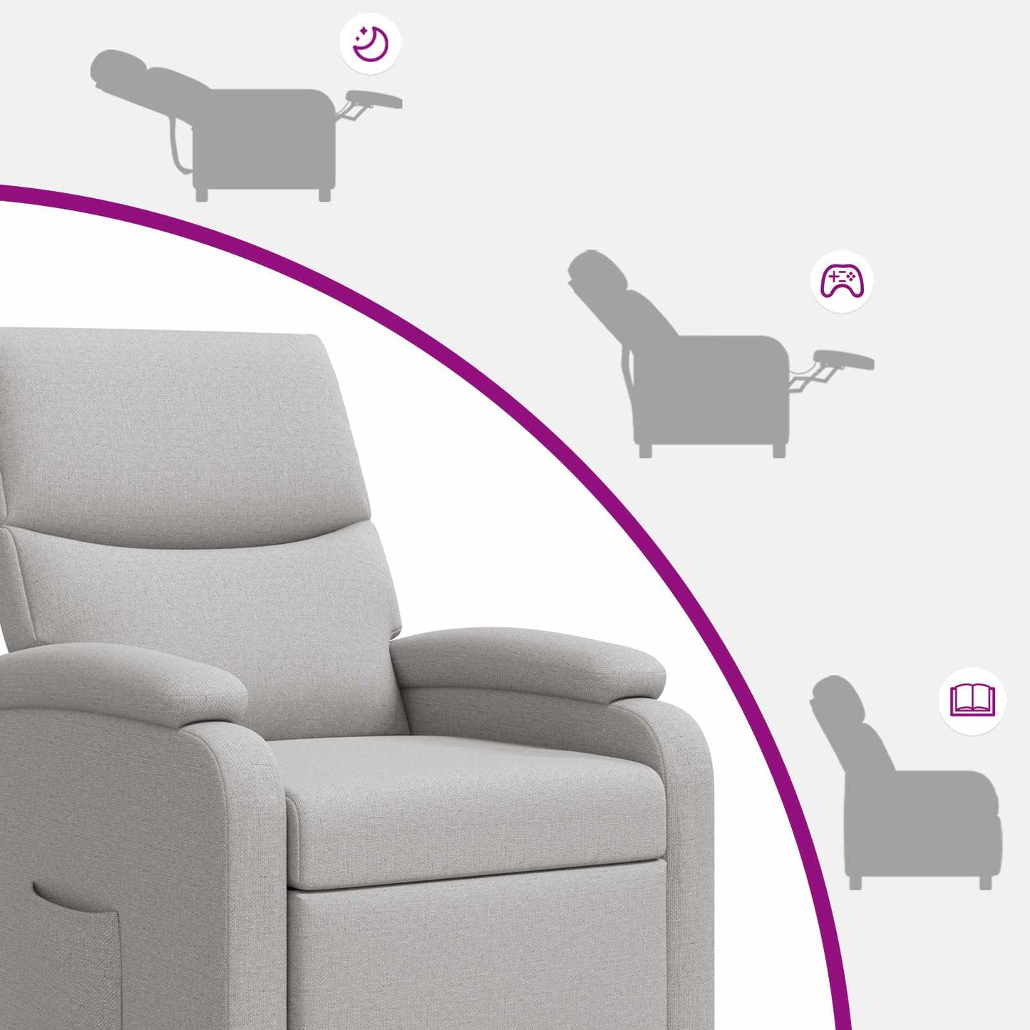 Massage Recliner Wolkengrijs Stof Wolkengrijze stof