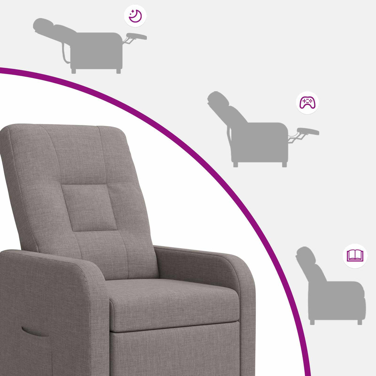 Relaxfauteuil Taupe Stof