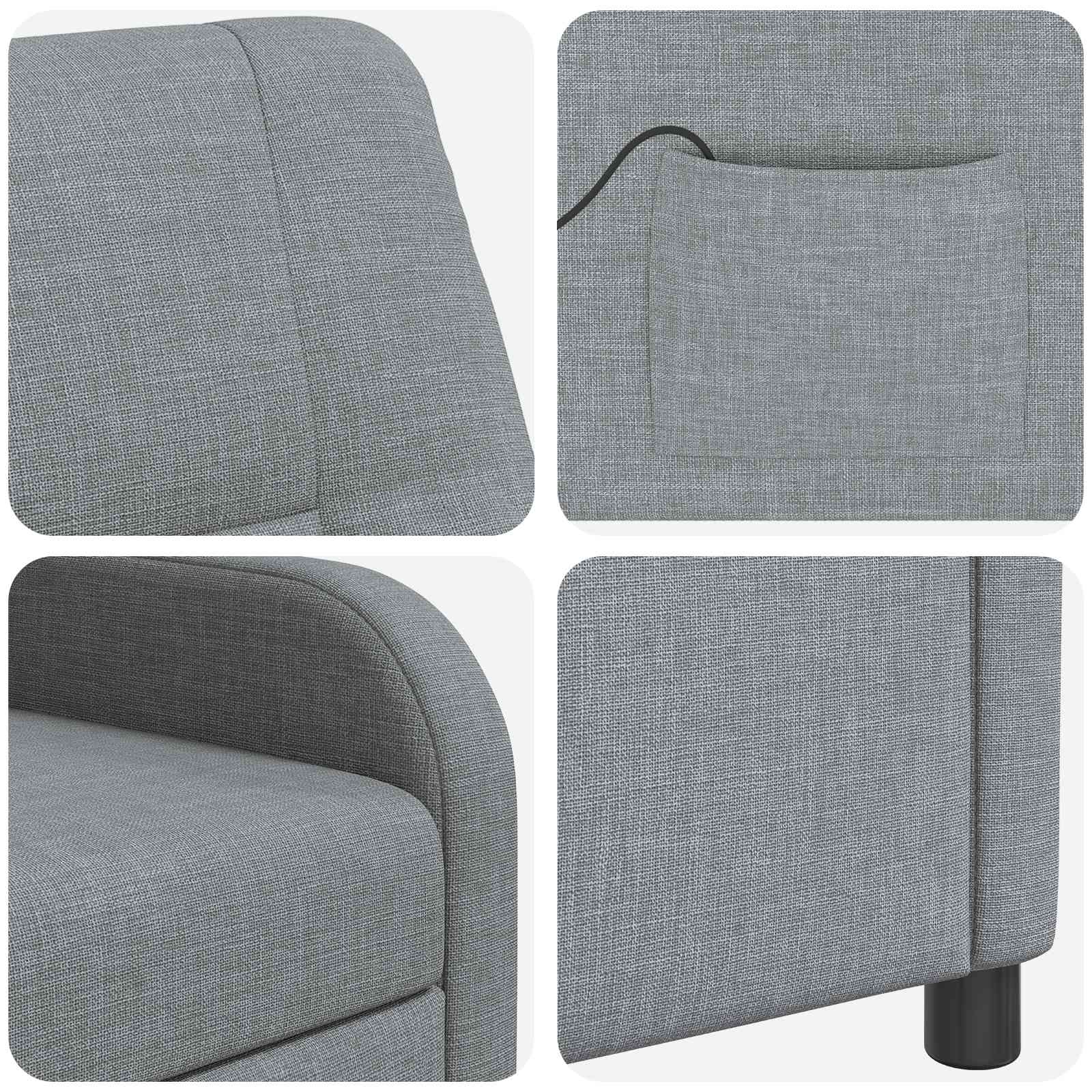 Massage Recliner Lichtgrijs Stof