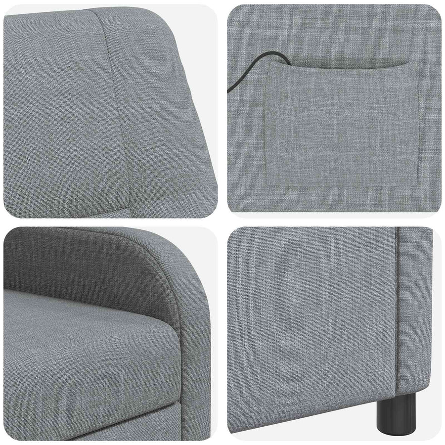Massage Recliner Lichtgrijs Stof