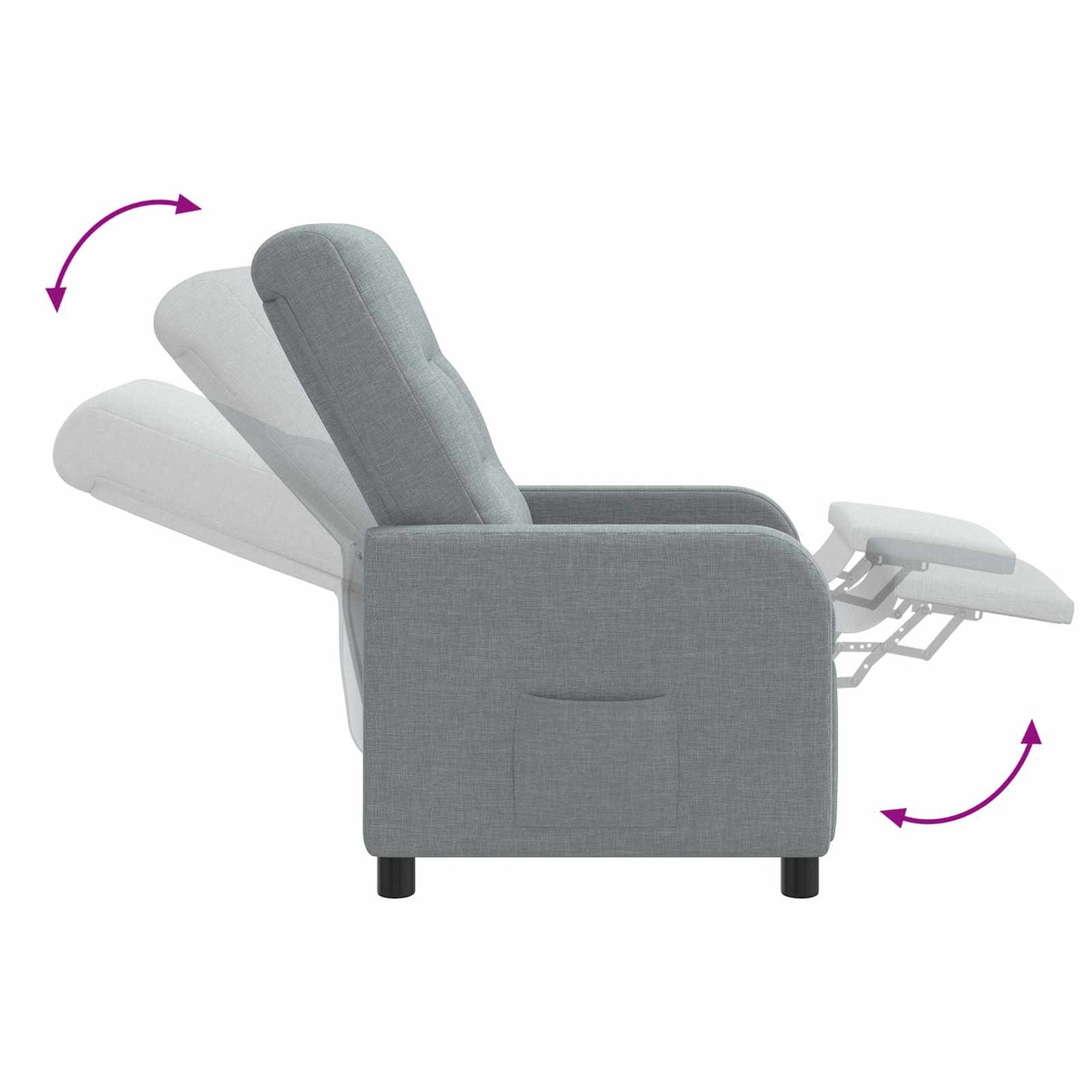 Massage Recliner Lichtgrijs Stof