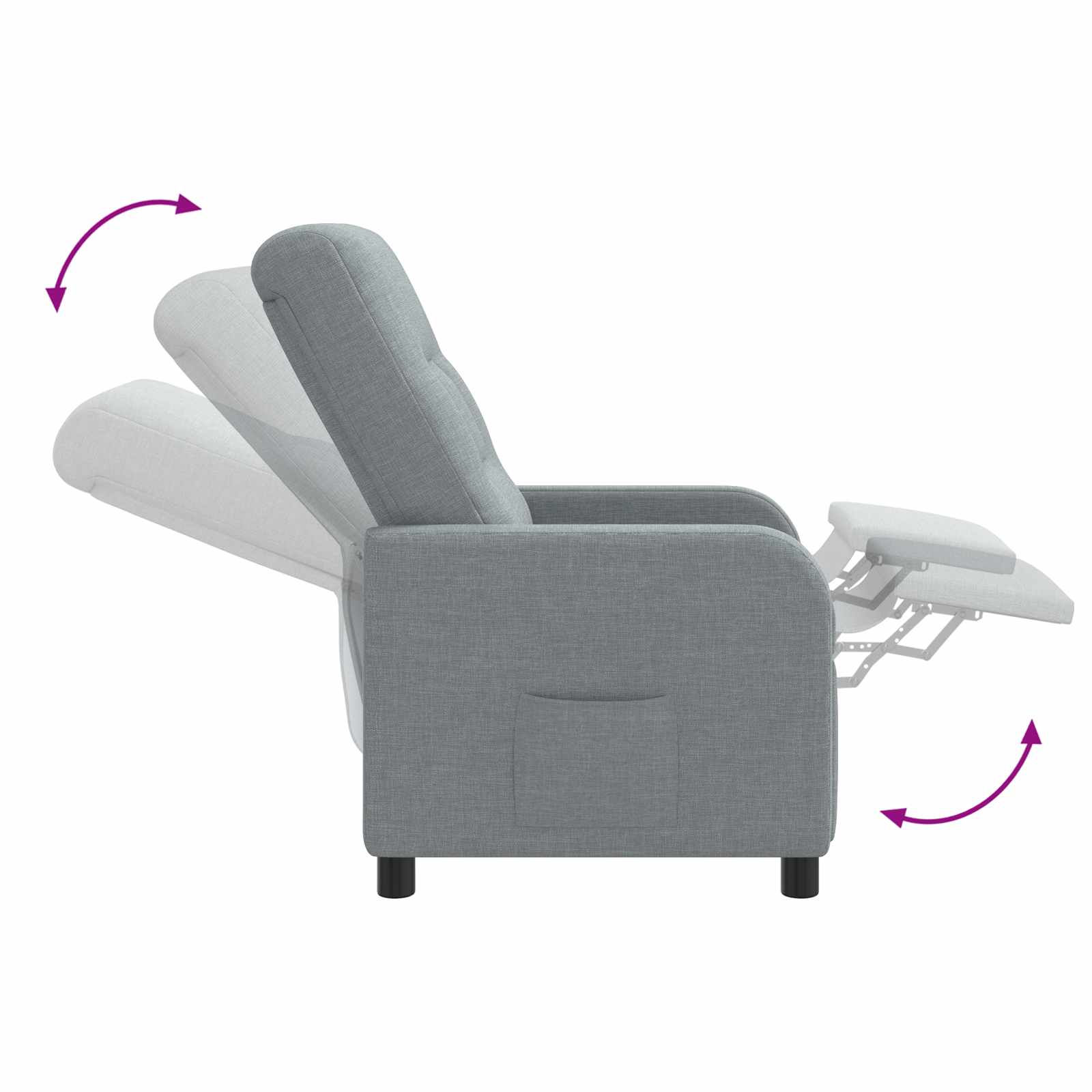 Massage Recliner Lichtgrijs Stof