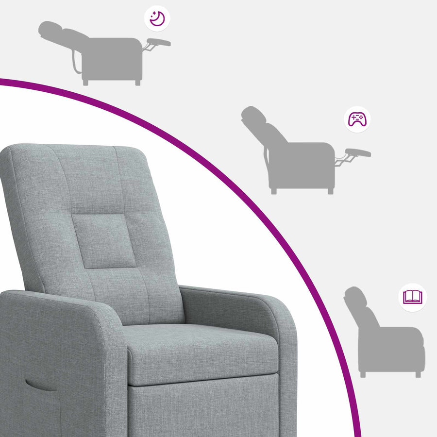Massage Recliner Lichtgrijs Stof