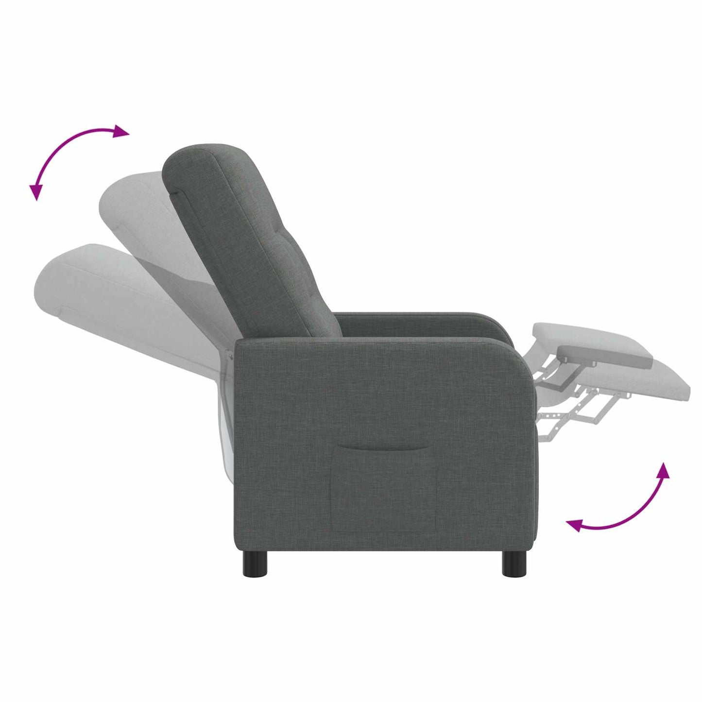 Massage Recliner Donkergrijs Stof