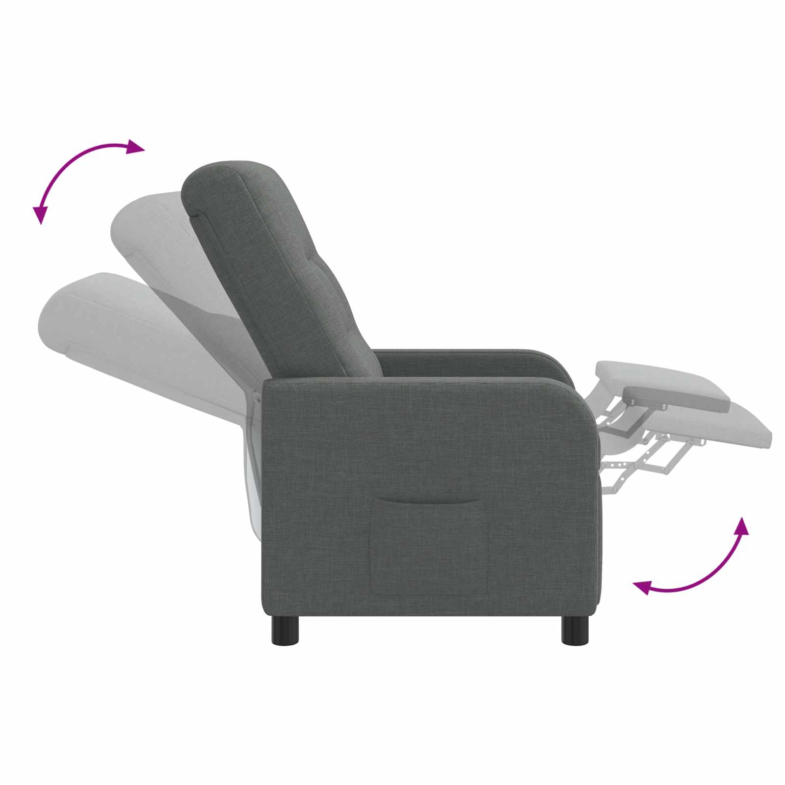 Massage Recliner Donkergrijs Stof