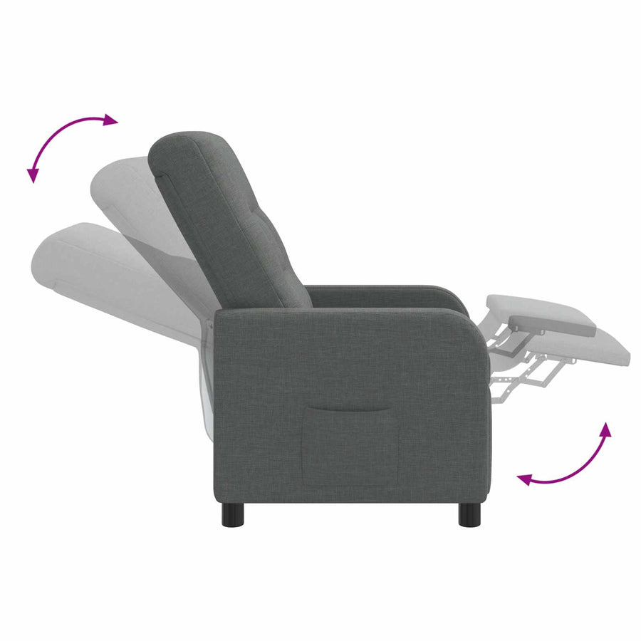 Massage Recliner Donkergrijs Stof