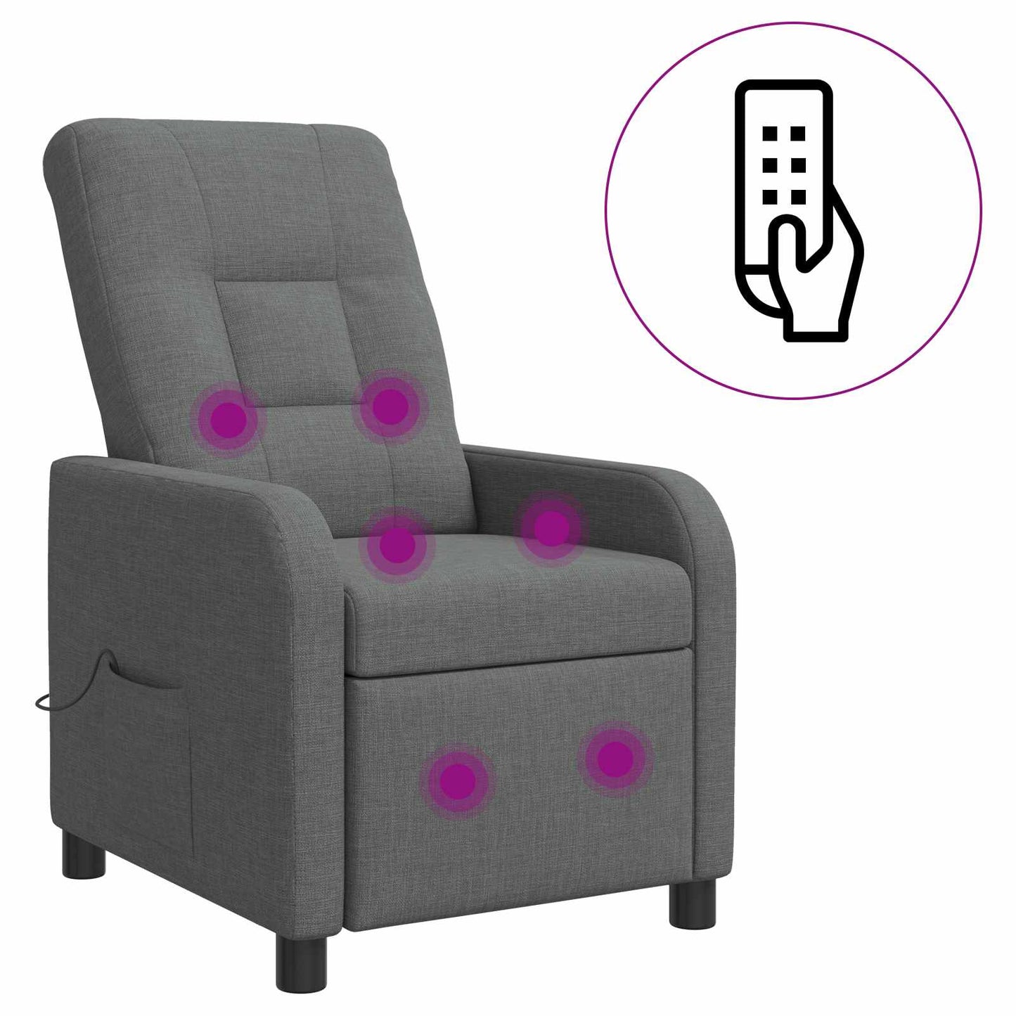 Massage Recliner Donkergrijs Stof