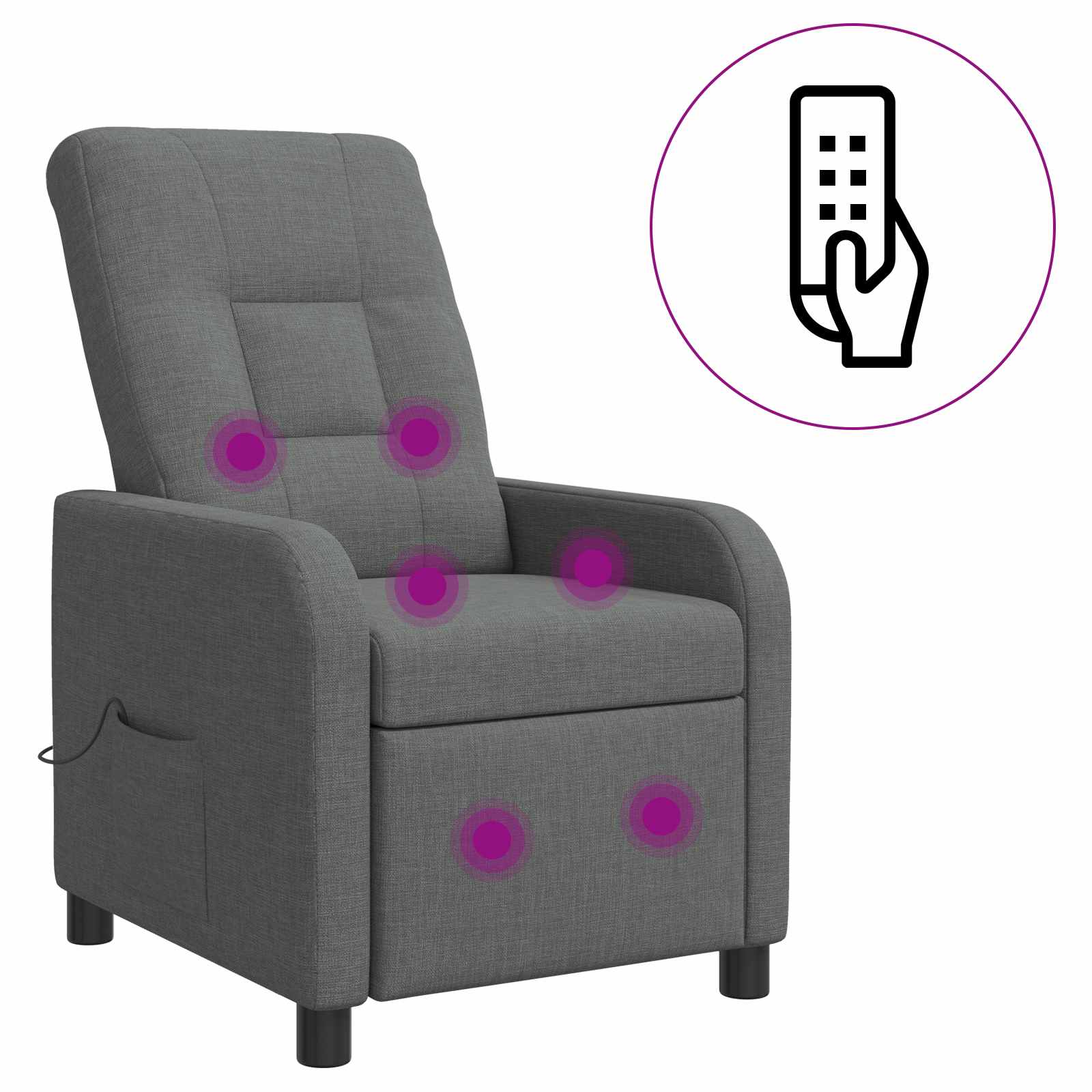 Massage Recliner Donkergrijs Stof