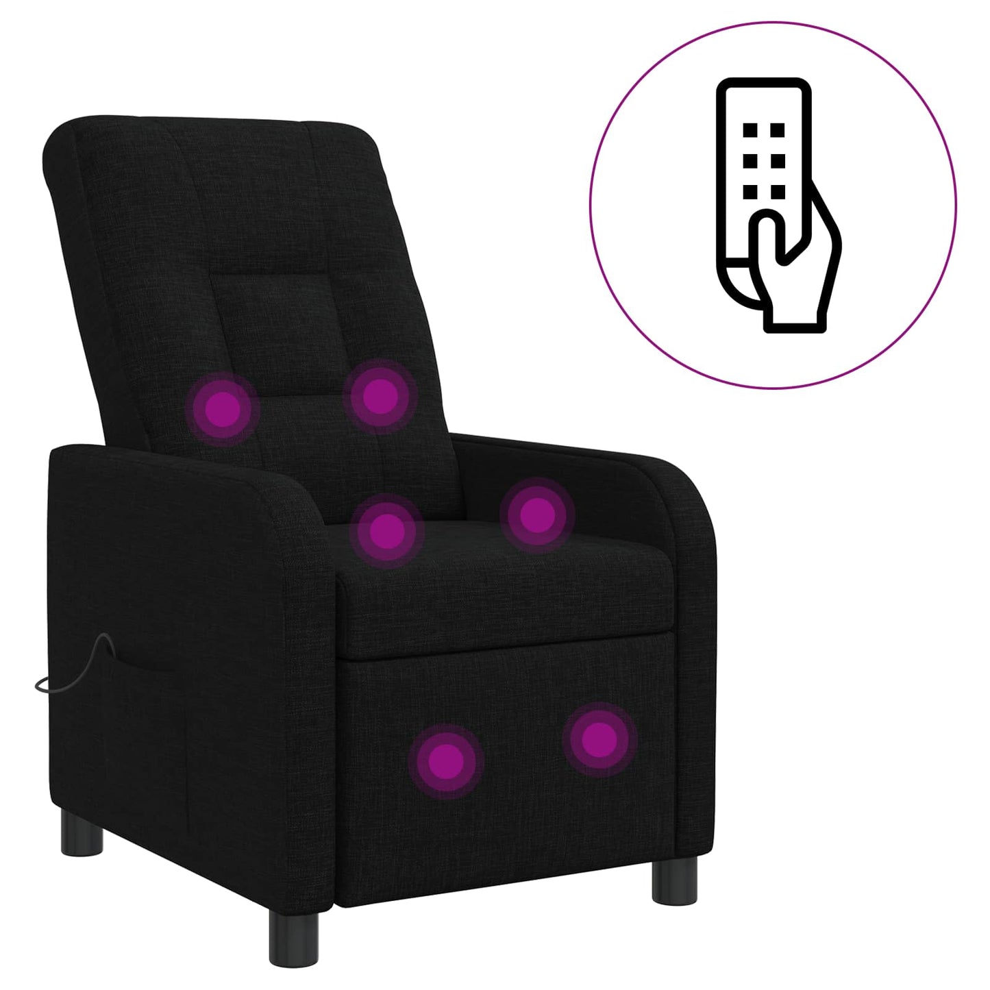 Massage Recliner Zwart Stof