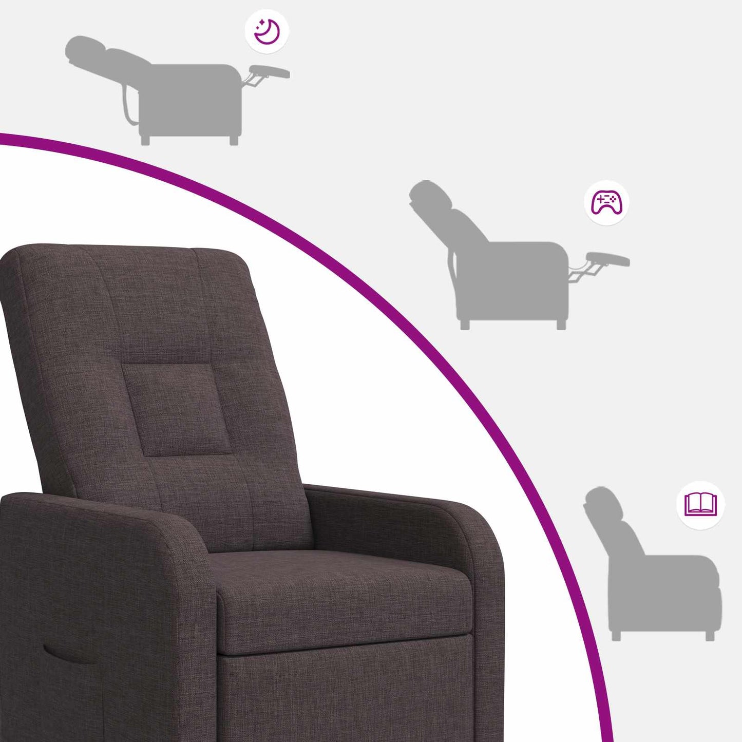 Massage Recliner Donkerbruin Stof