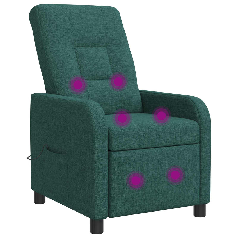 Massage Recliner Donkergroen Stof