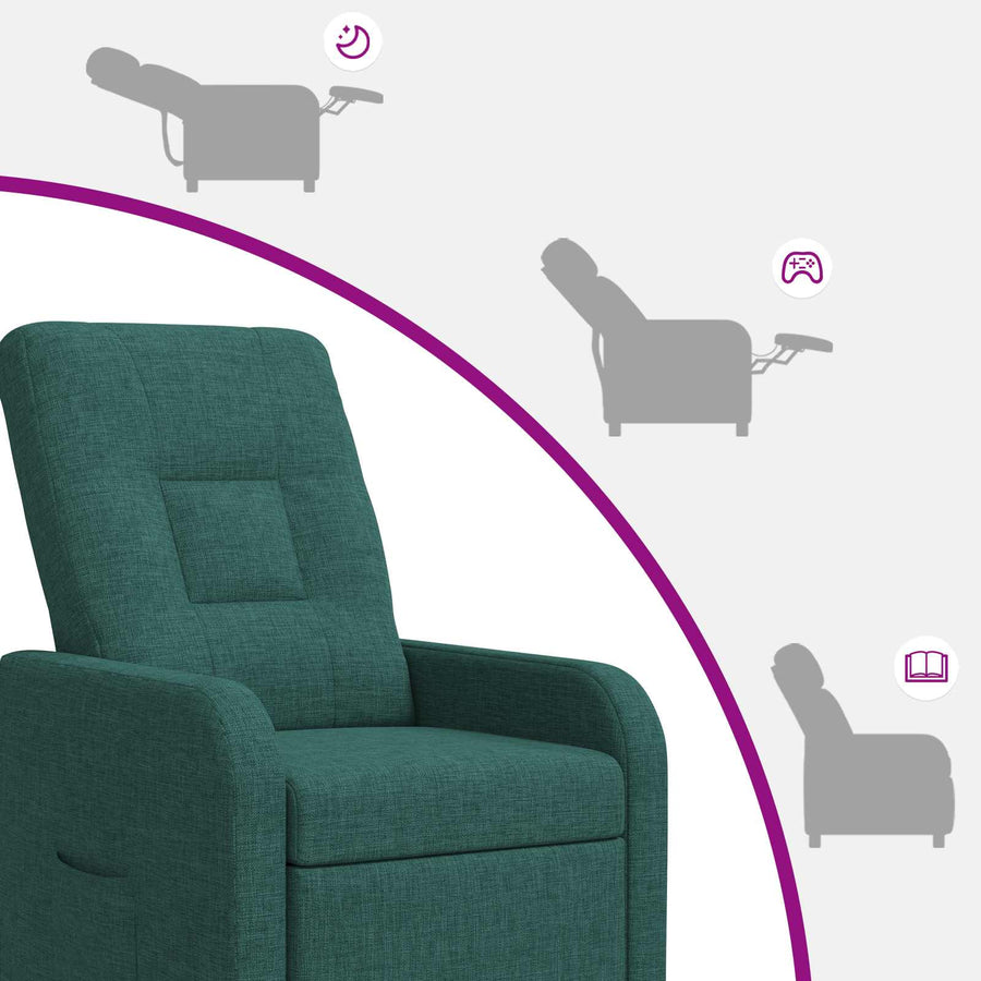 Massage Recliner Donkergroen Stof