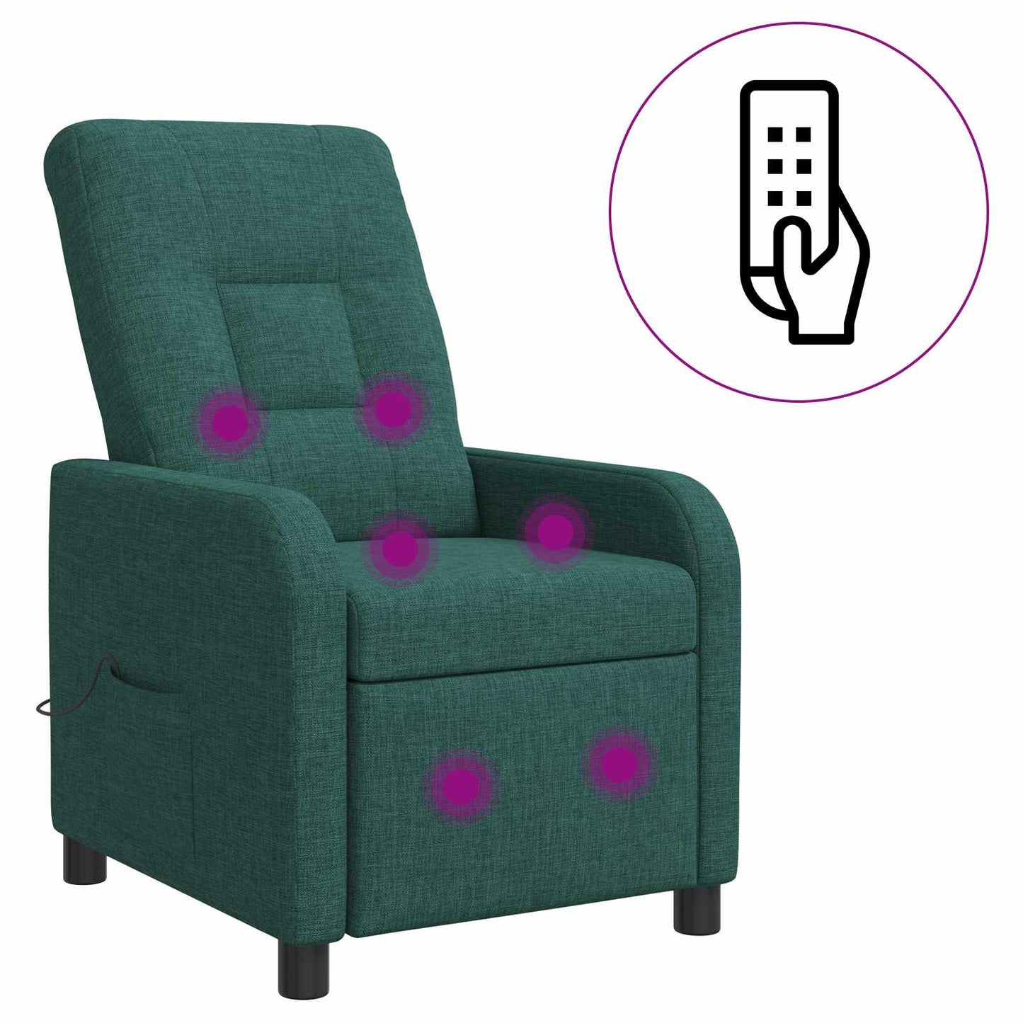 Massage Recliner Donkergroen Stof