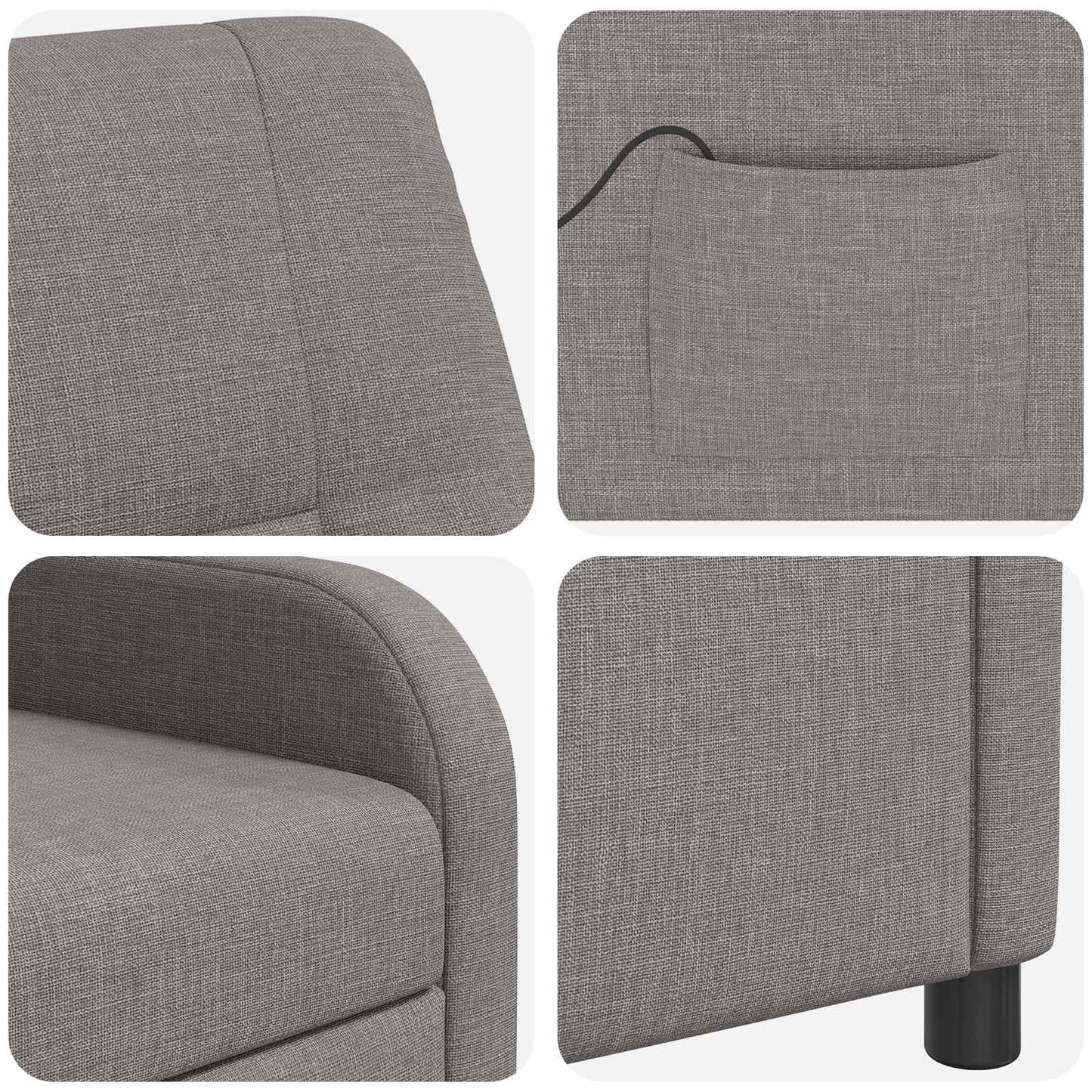 Massage Recliner Taupe Stof