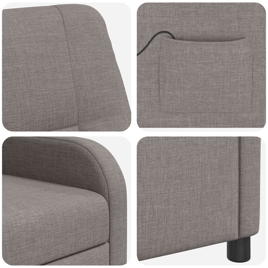 Massage Recliner Taupe Stof