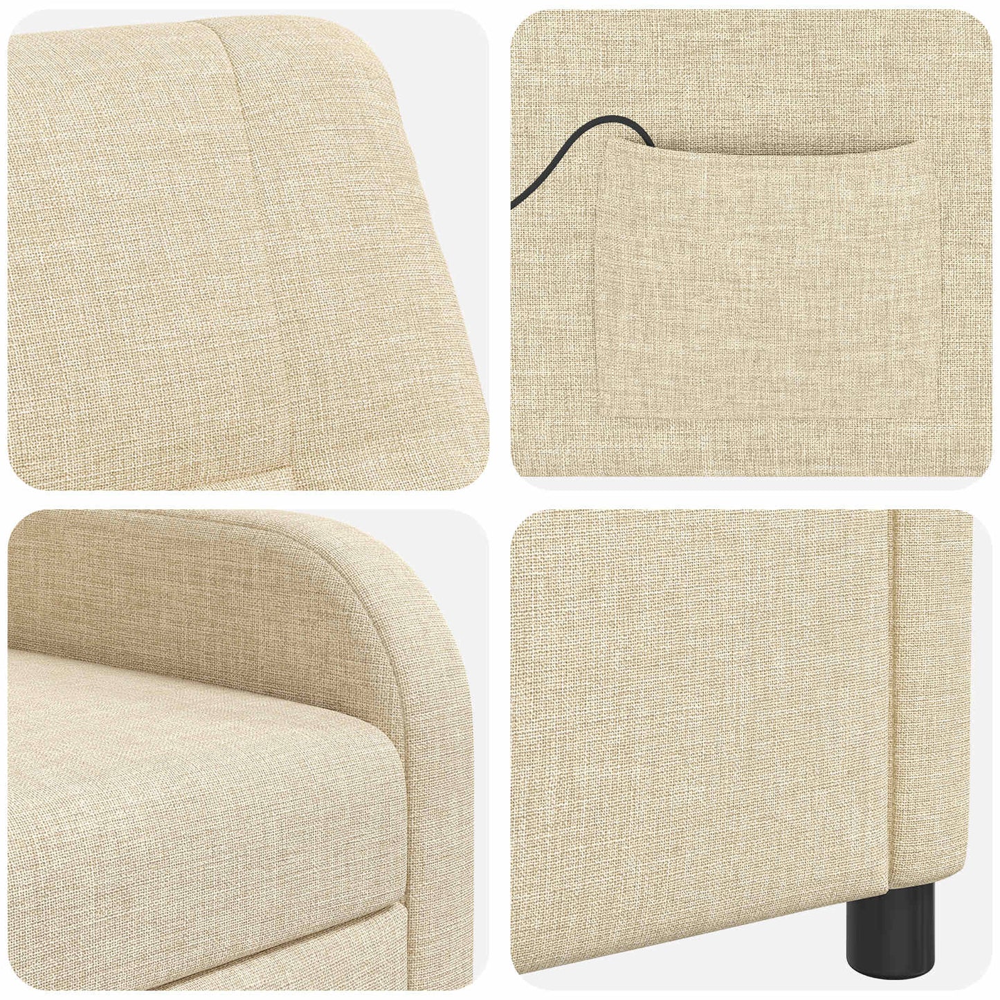 Massage Recliner Crèmekleurig Stof