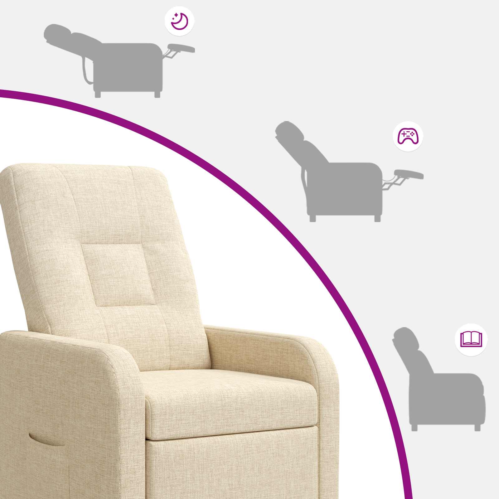 Massage Recliner Crèmekleurig Stof