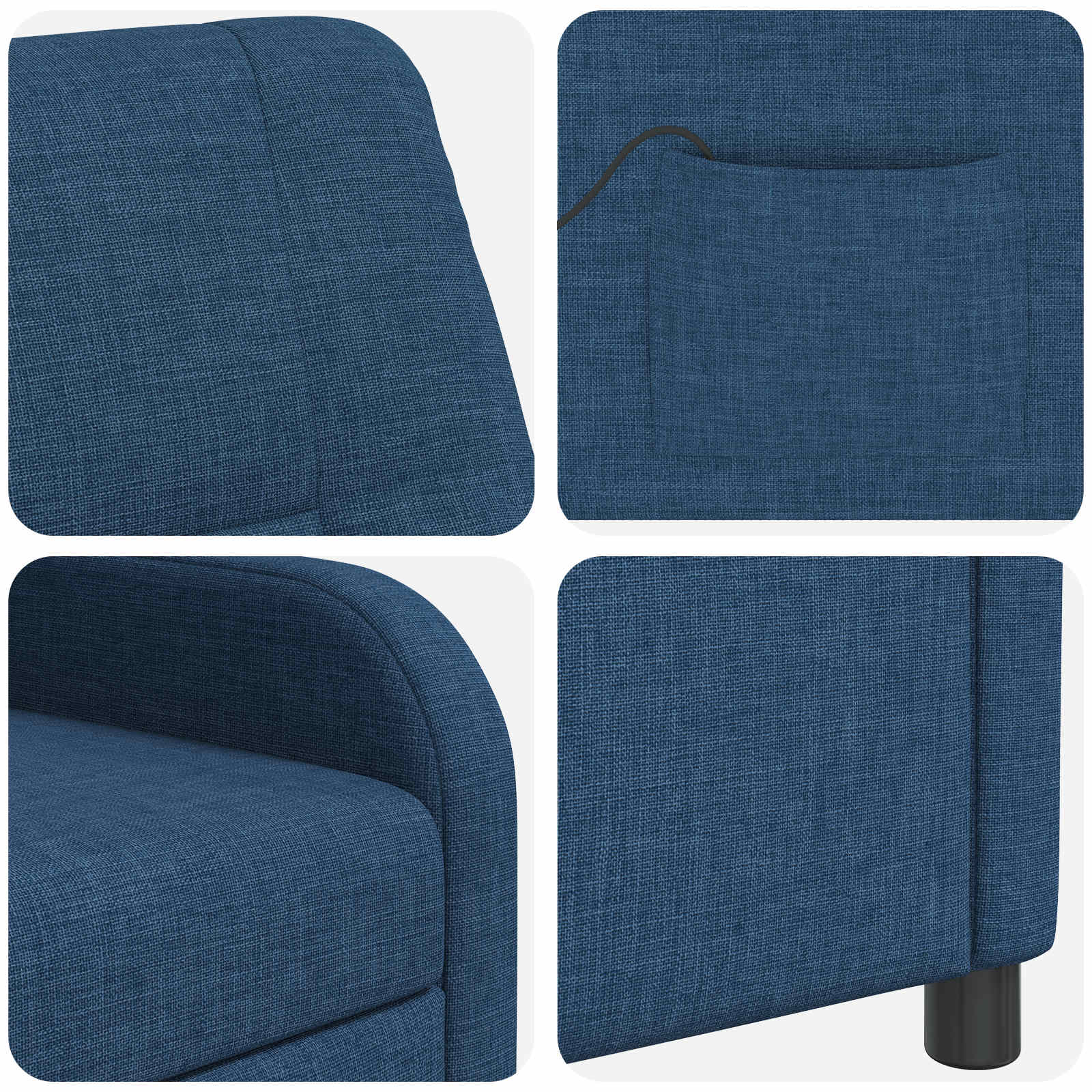 Massage Recliner Blauw Stof