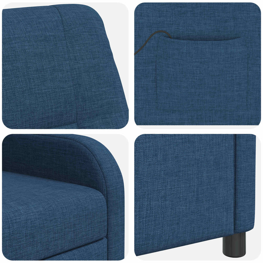Massage Recliner Blauw Stof