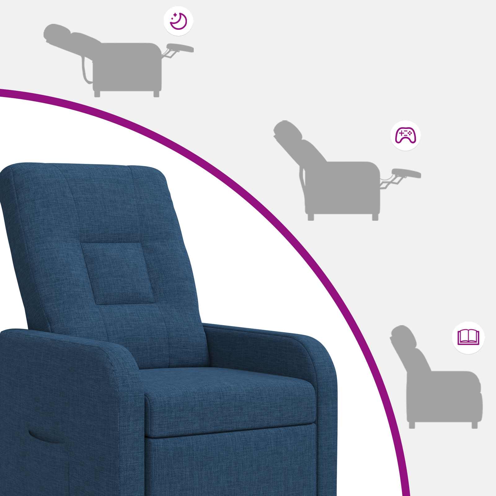 Massage Recliner Blauw Stof