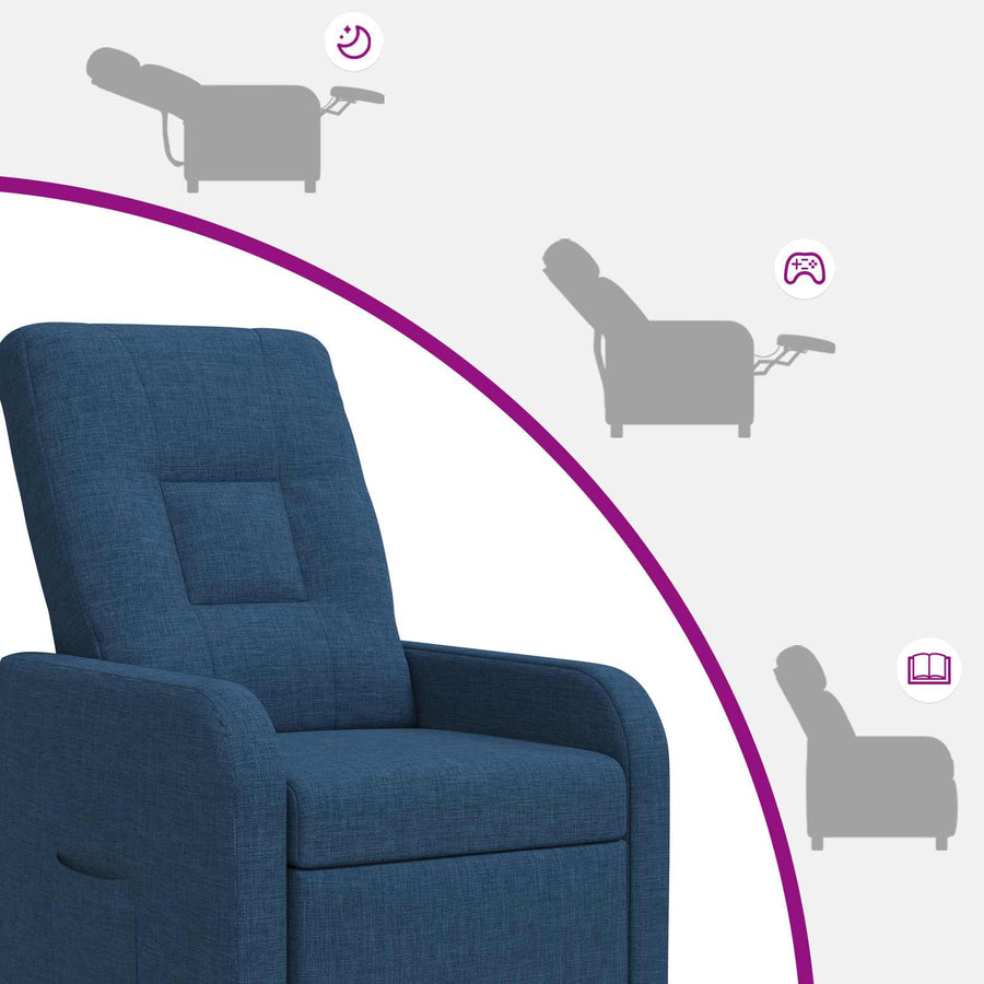 Massage Recliner Blauw Stof