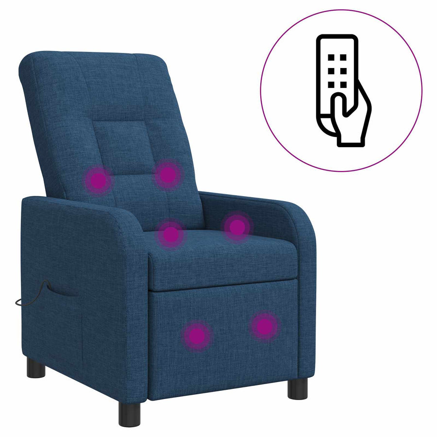 Massage Recliner Blauw Stof