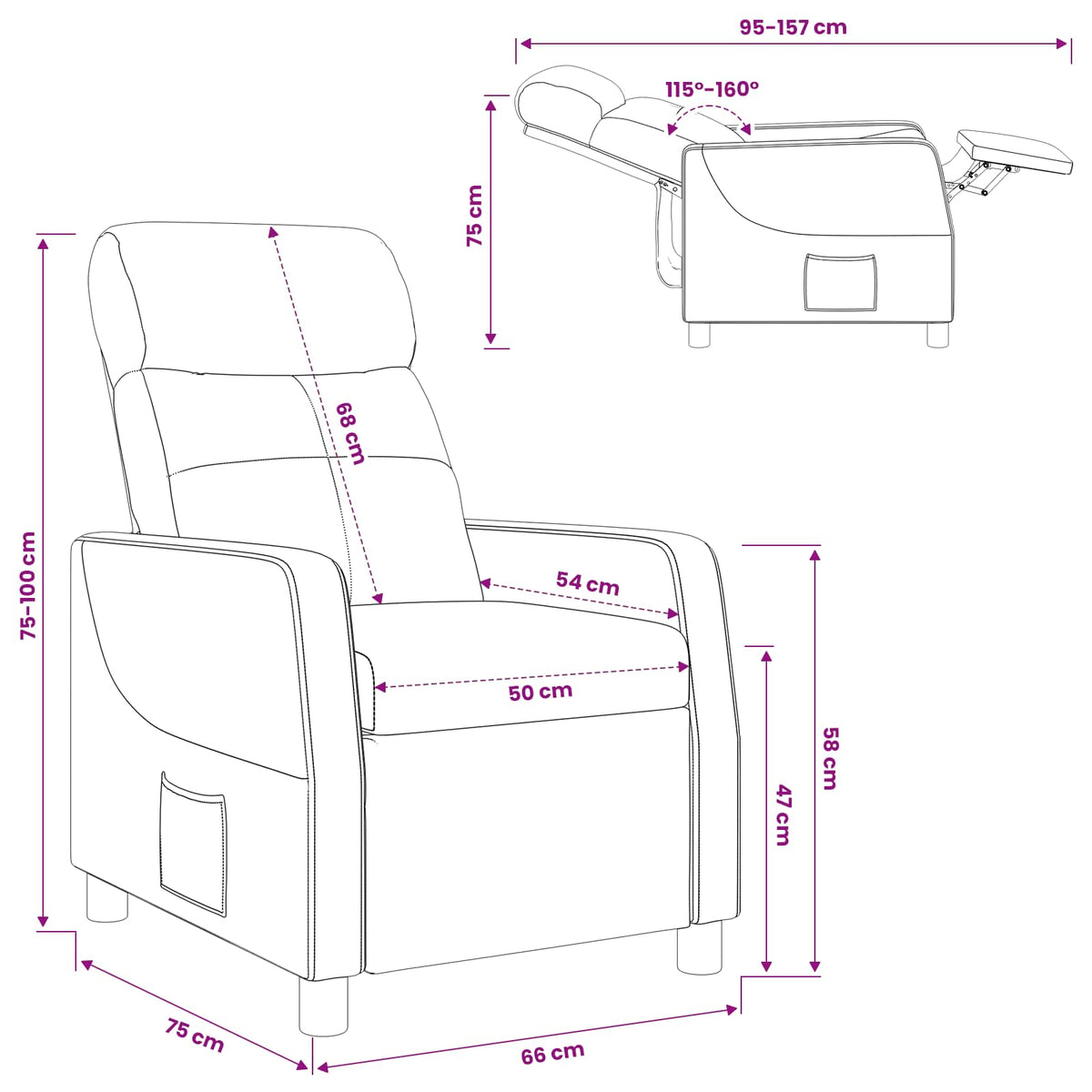 Relaxfauteuil Donkerbruin Stof