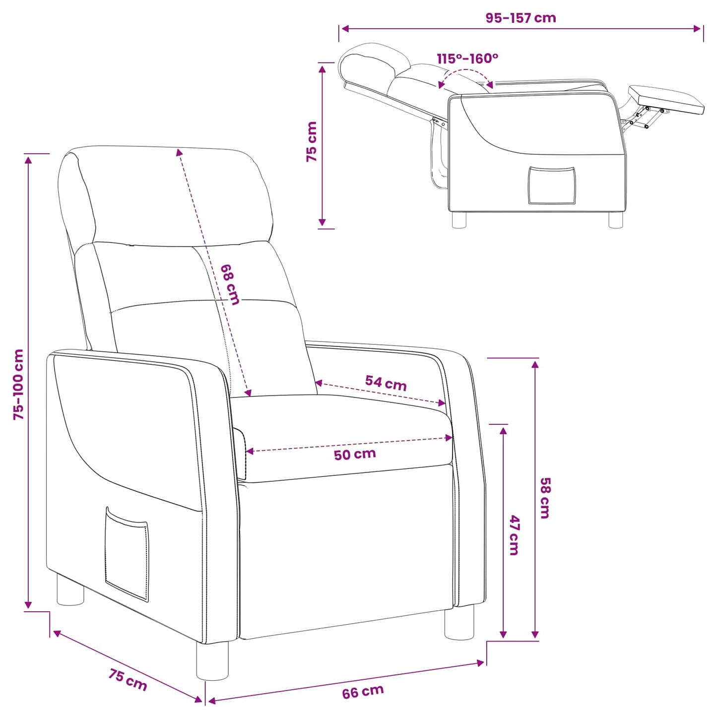 Relaxfauteuil Wit Stof