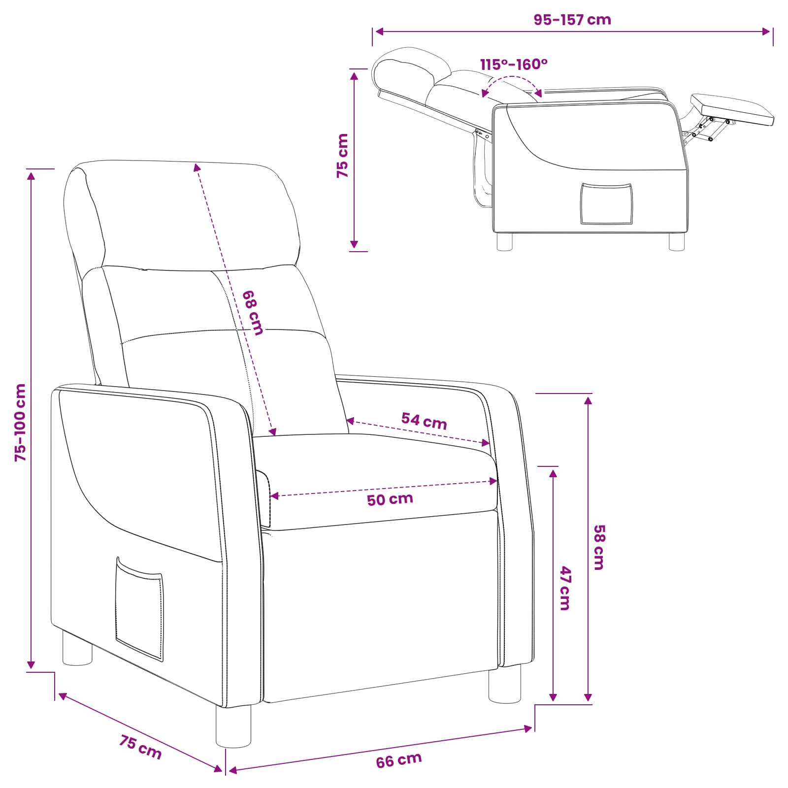 Relaxfauteuil Wit Stof