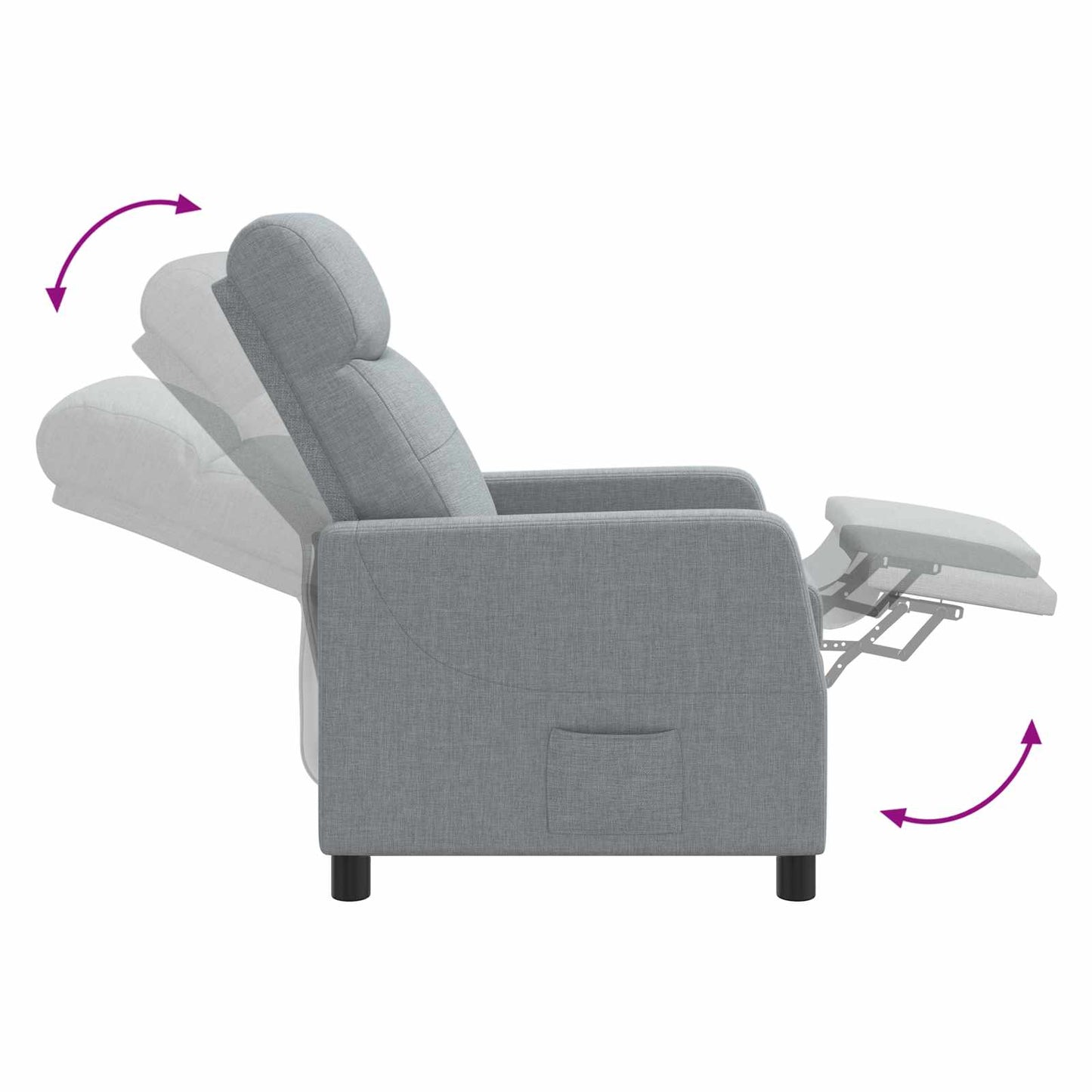 Massage Recliner Lichtgrijs Stof