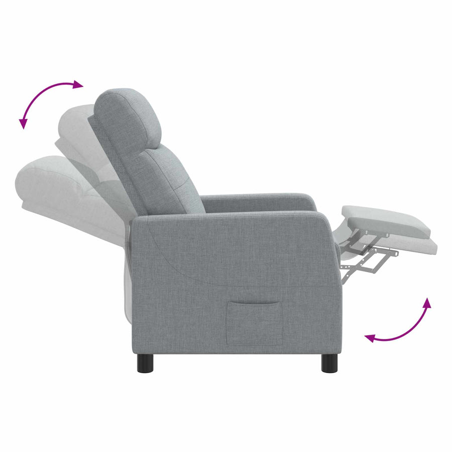 Massage Recliner Lichtgrijs Stof