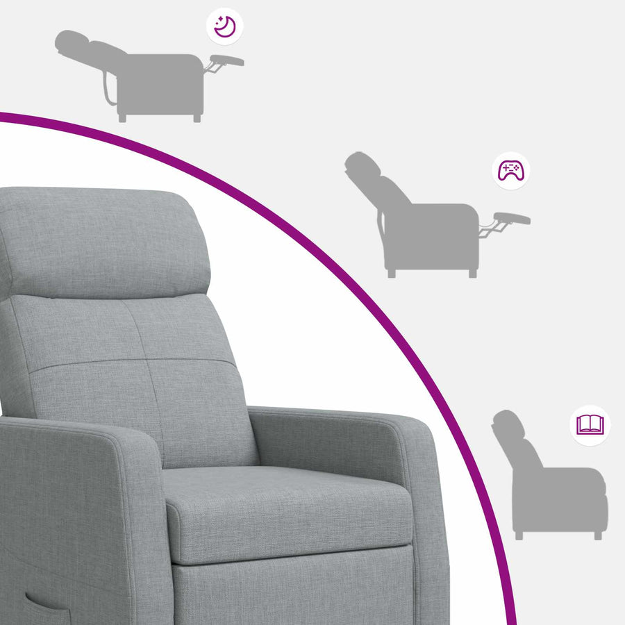Massage Recliner Lichtgrijs Stof