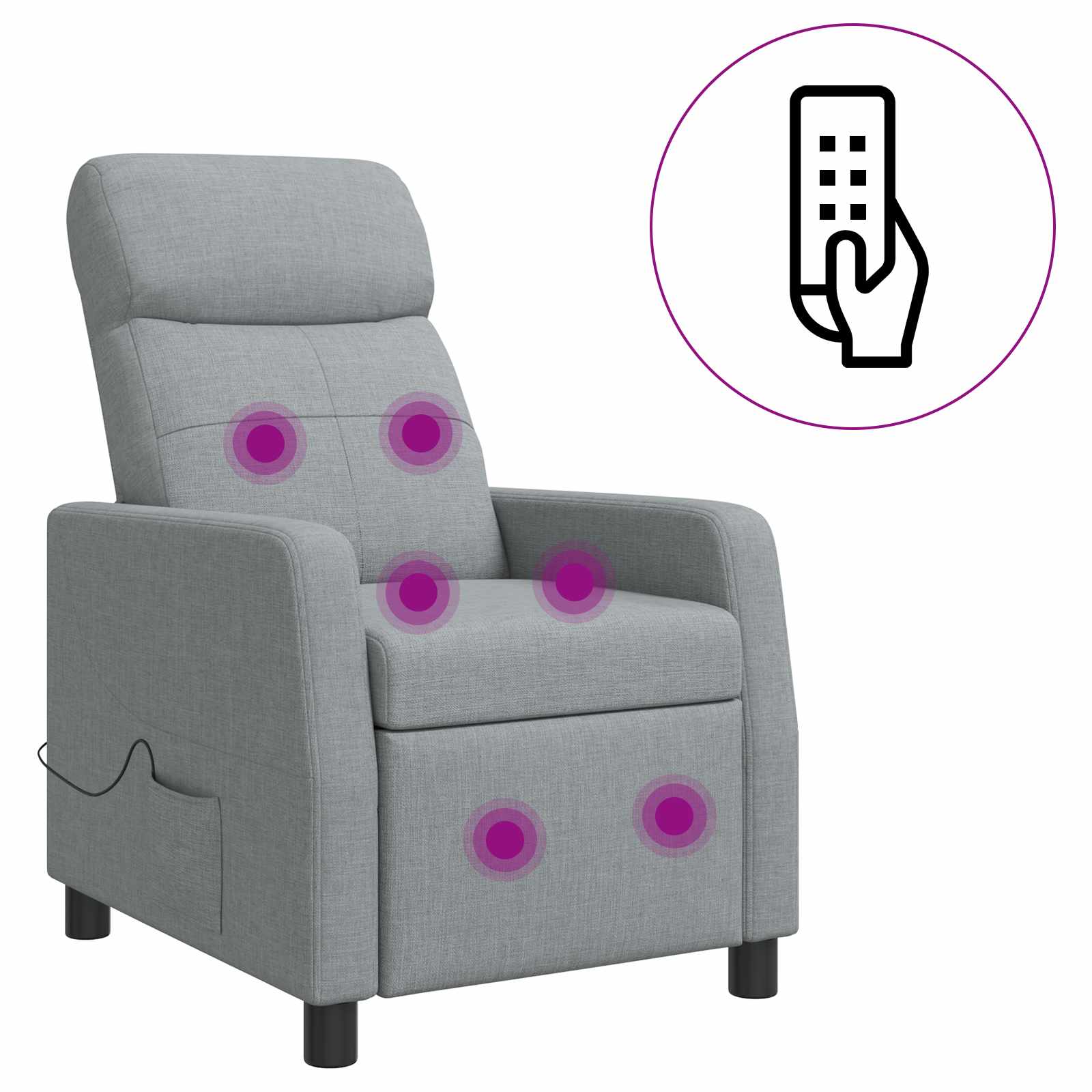Massage Recliner Lichtgrijs Stof