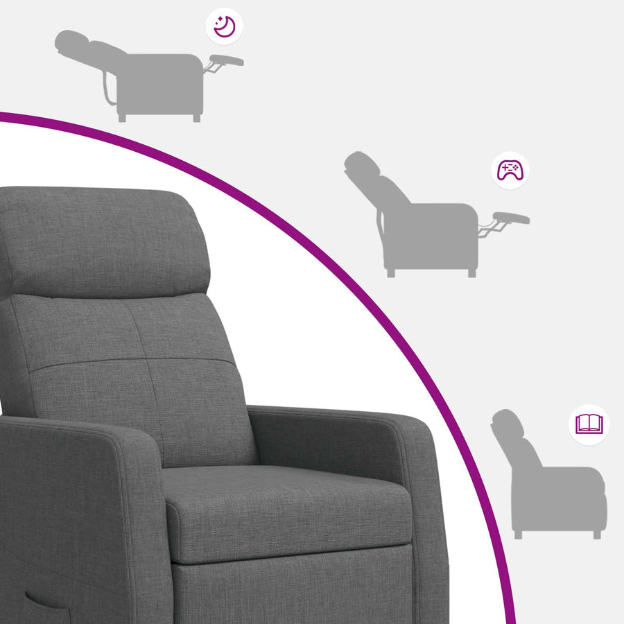 Massage Recliner Donkergrijs Stof