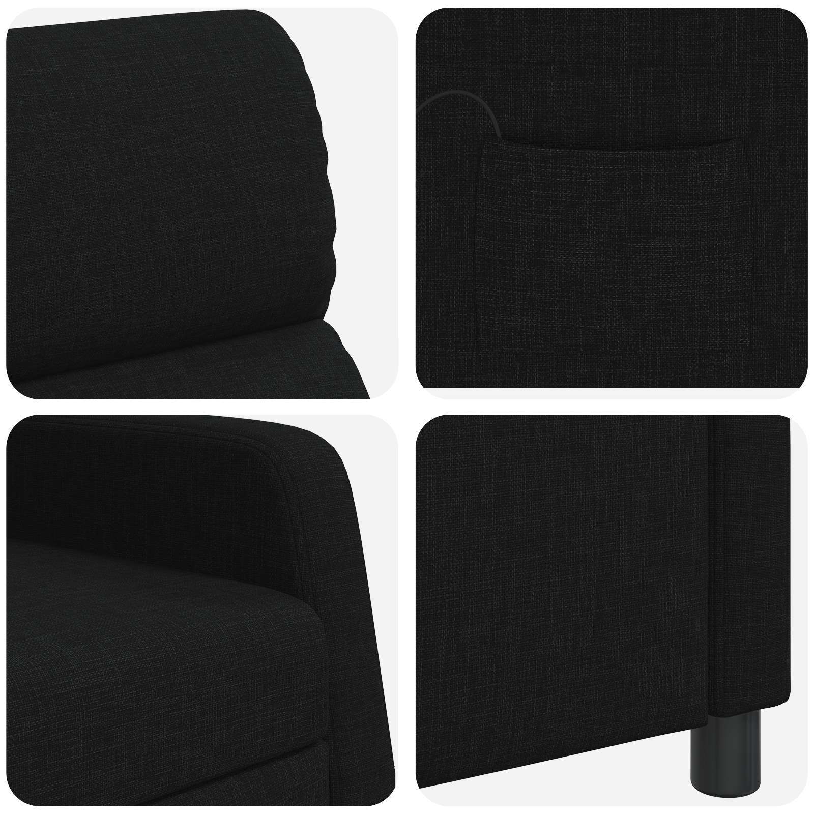 Massage Recliner Zwart Stof