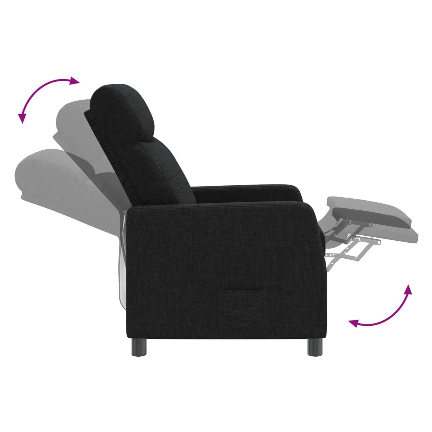 Massage Recliner Zwart Stof