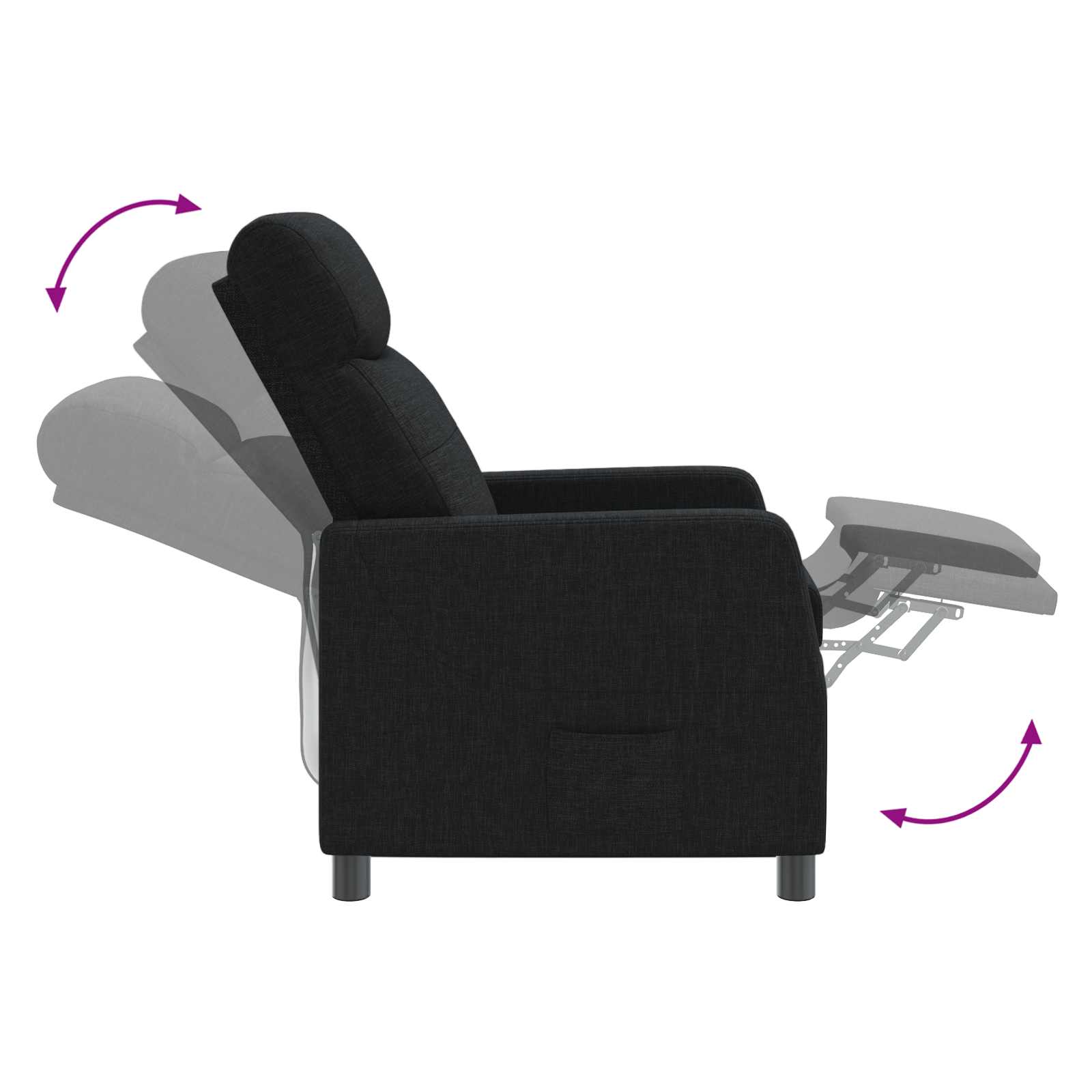 Massage Recliner Zwart Stof