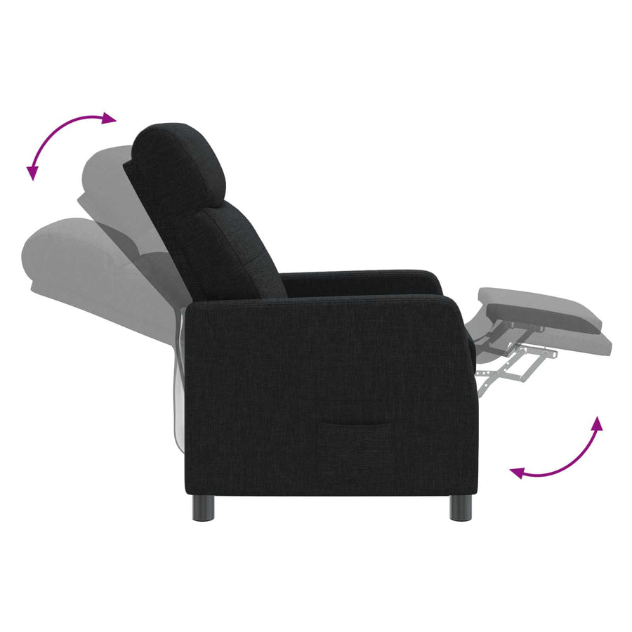 Massage Recliner Zwart Stof