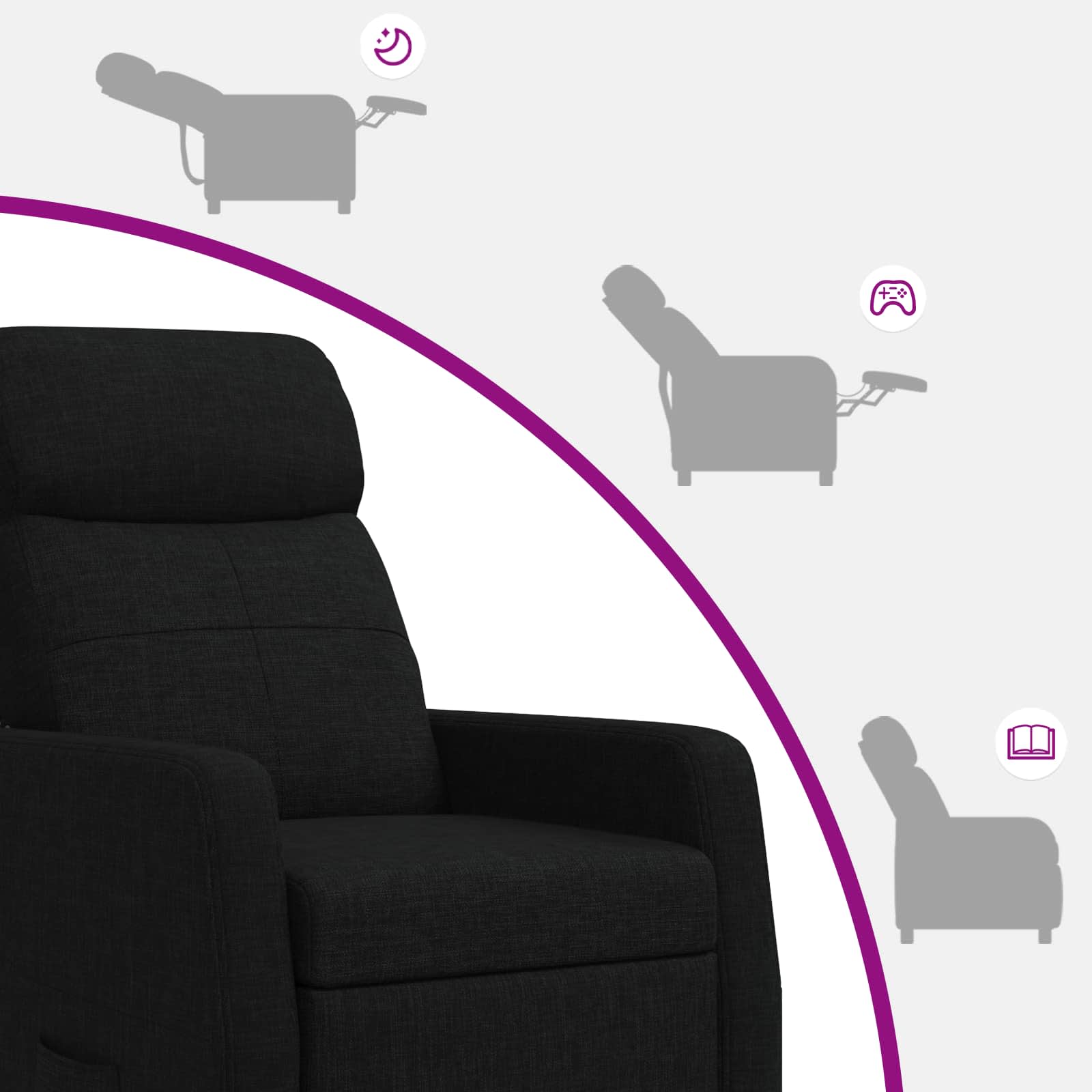 Massage Recliner Zwart Stof
