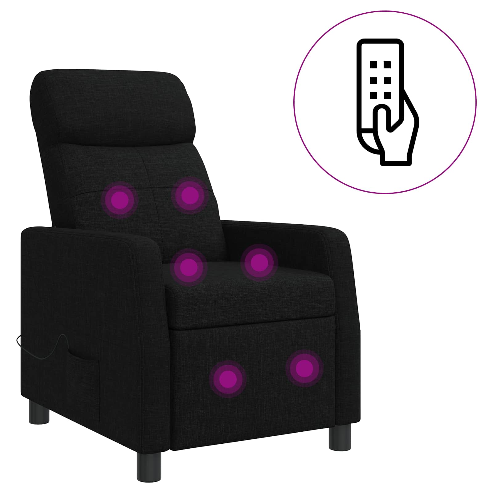 Massage Recliner Zwart Stof