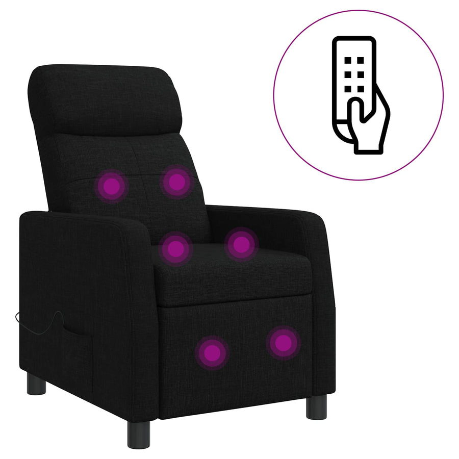 Massage Recliner Zwart Stof