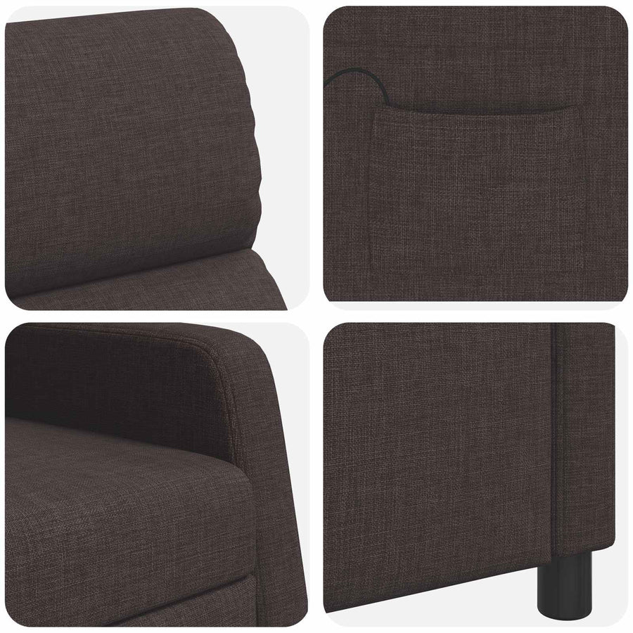 Massage Recliner Donkerbruin Stof